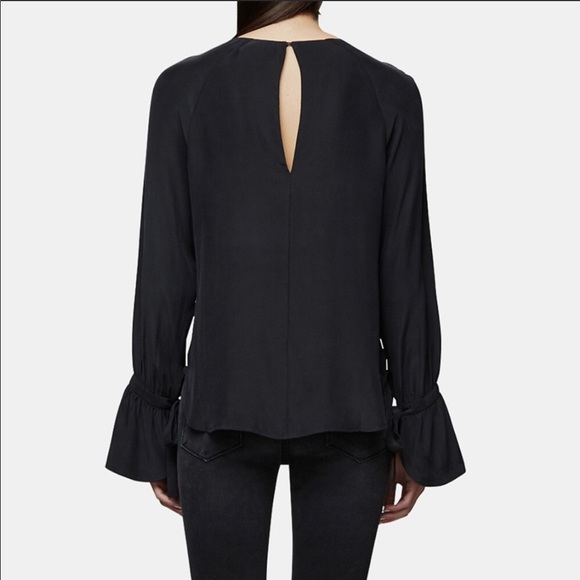 Excellent condition, FRAME Voluminous Cuff Silk Blouse - Black - Picture 2 of 6